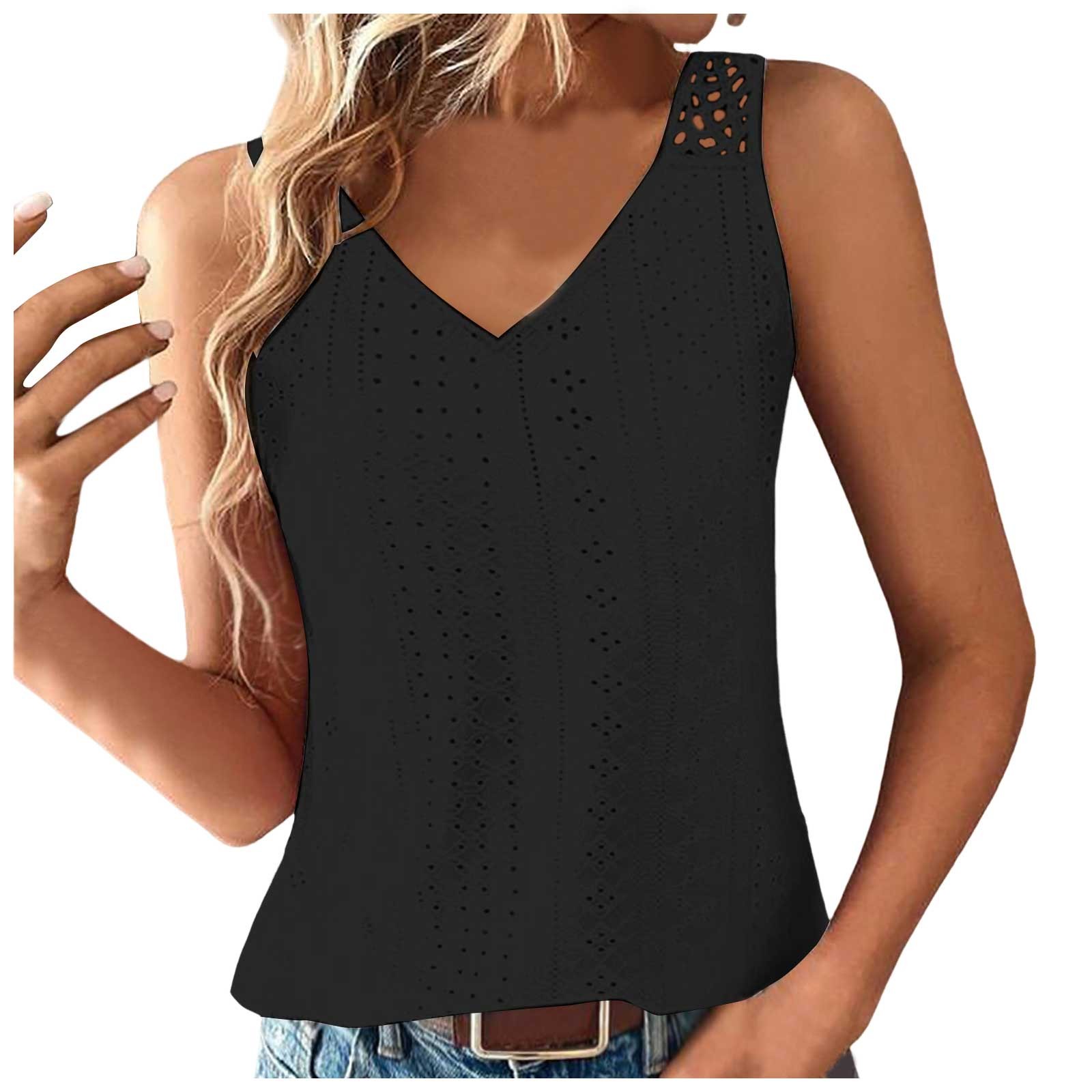 thumbnail image 1 of Chaleco sexy liso de moda para mujer: top de encaje con espalda hueca, cuello en V, mangas 3/4, poliéster, tallas S-XXL, perfecto para verano/ocasiones informales., 1 of 6